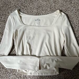 Hollister wear with love cream rectangle neck long sleeve!